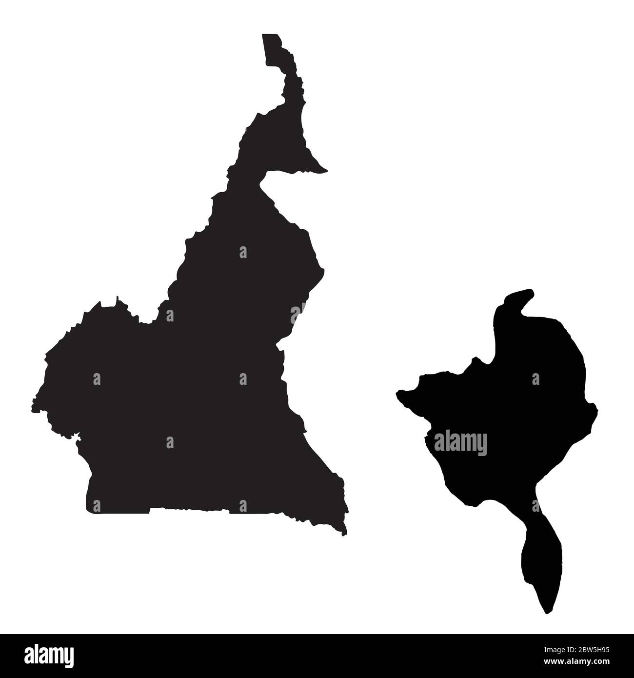 Carte vectorielle Cameroun et Yaoundé. Pays et capitale. Illustration de vecteur isolé. Noir sur fond blanc. Illustration de l'EPS 10. Illustration de Vecteur
