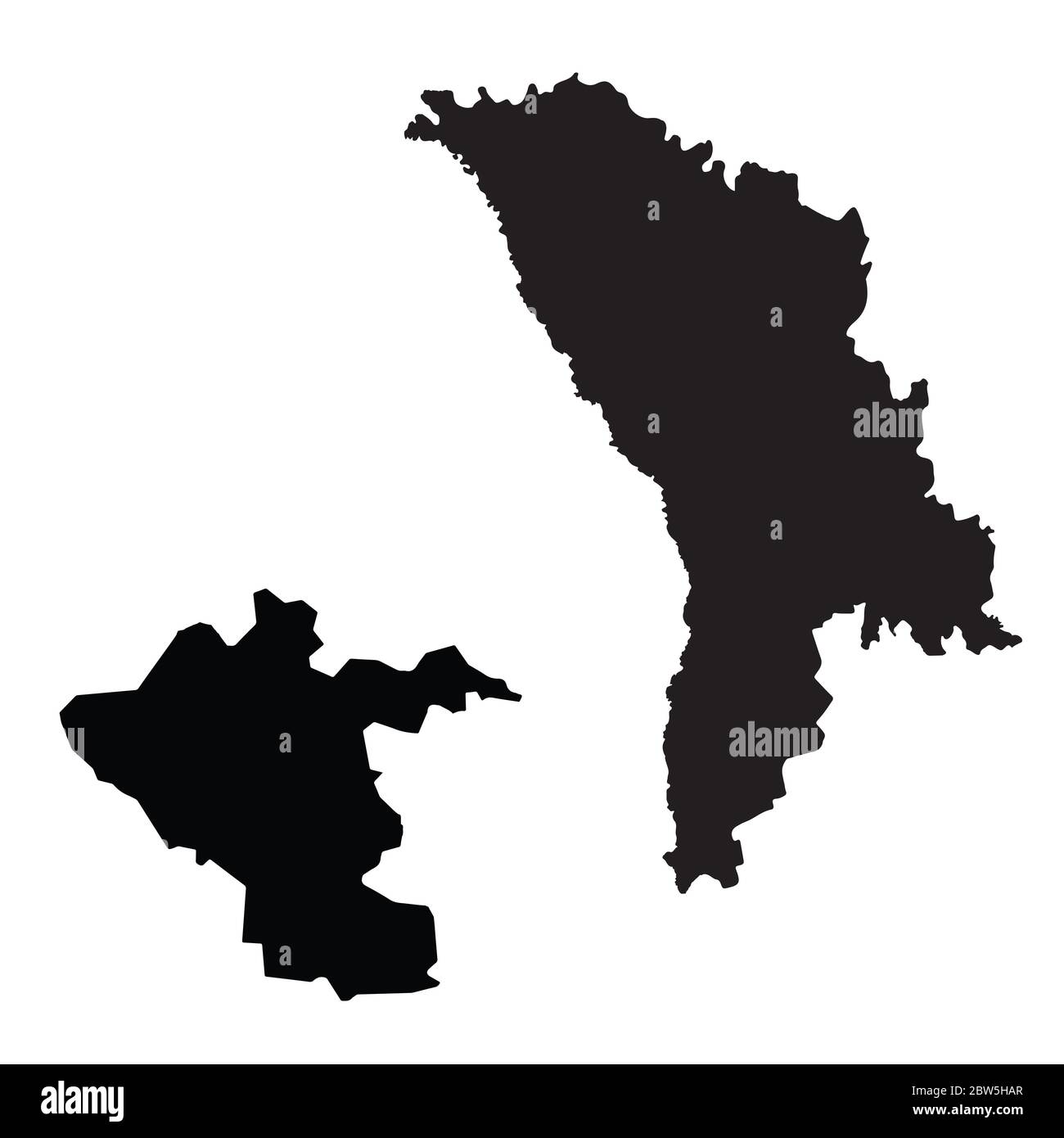 Carte vectorielle Moldova et Kishinev. Pays et capitale. Illustration de vecteur isolé. Noir sur fond blanc. Illustration de l'EPS 10. Illustration de Vecteur