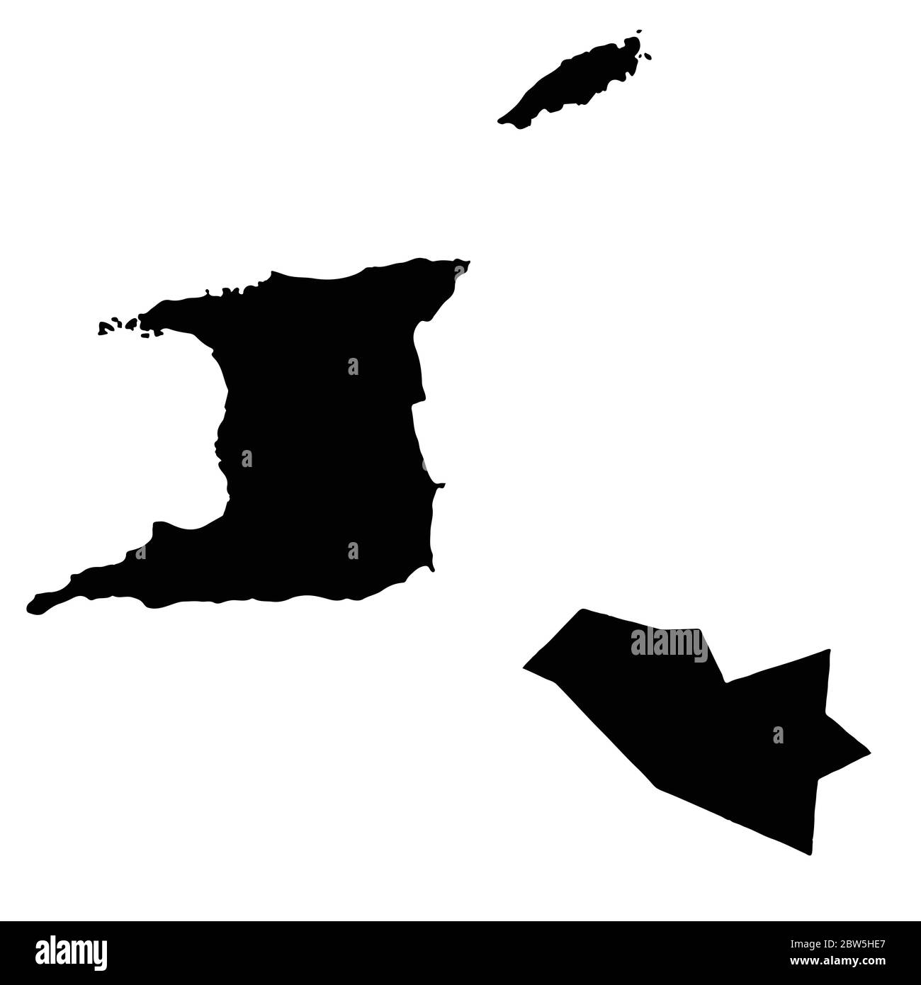 Carte vectorielle Trinité-et-Tobago et Port d'Espagne. Pays et capitale. Illustration de vecteur isolé. Noir sur fond blanc. Illustration de l'EPS 10. Illustration de Vecteur