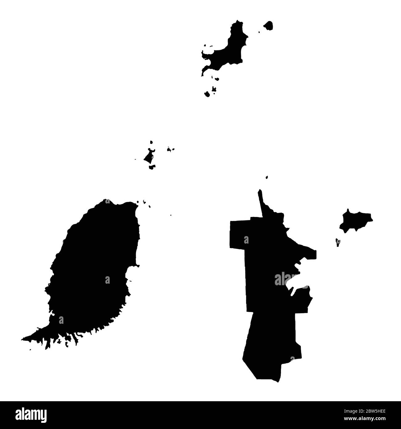 Carte vectorielle Grenade et Saint-Georges. Pays et capitale. Illustration de vecteur isolé. Noir sur fond blanc. Illustration de l'EPS 10. Illustration de Vecteur