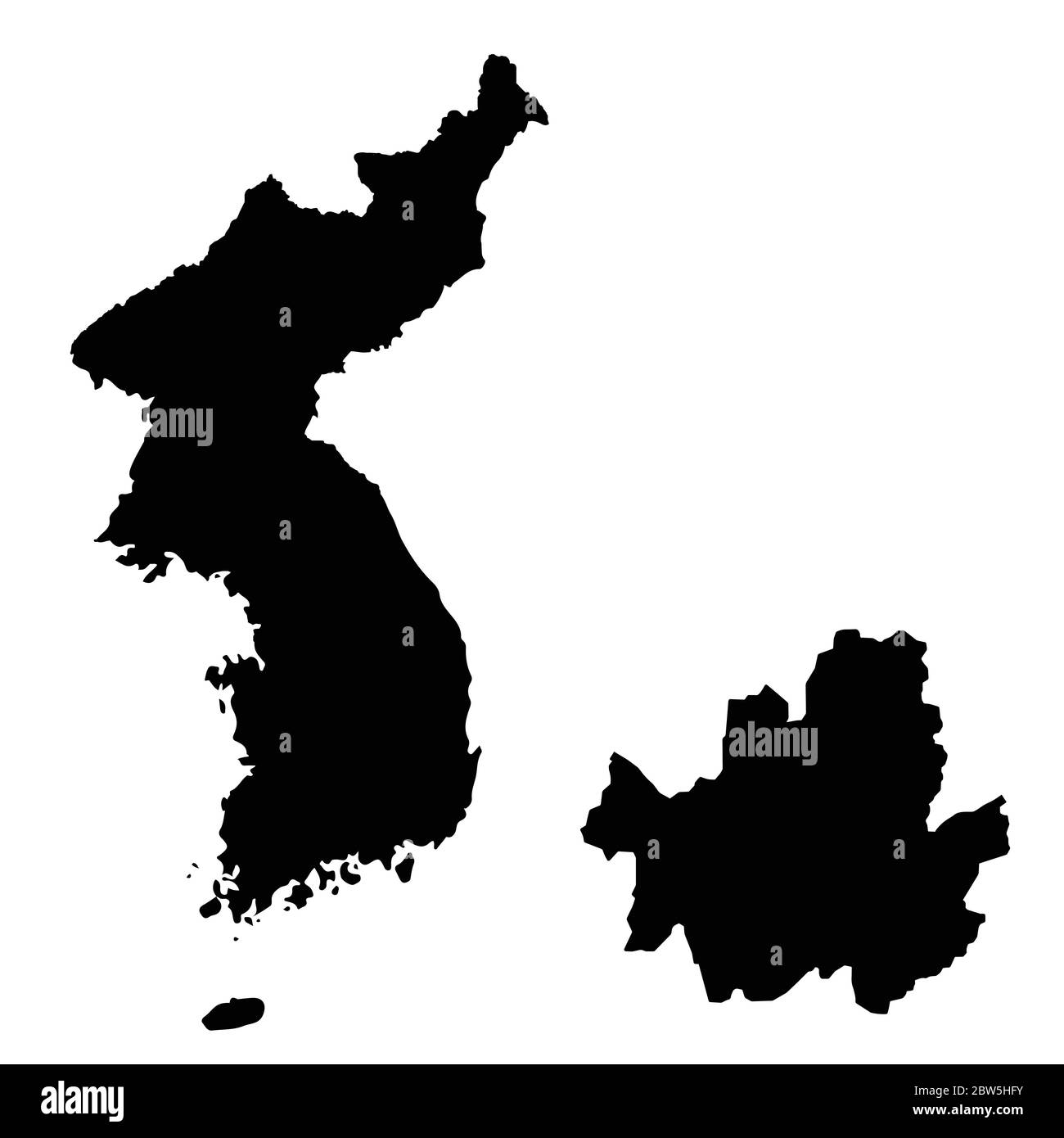 Carte vectorielle la République de Corée et Séoul. Pays et capitale. Illustration de vecteur isolé. Noir sur fond blanc. Illustration de l'EPS 10. Illustration de Vecteur