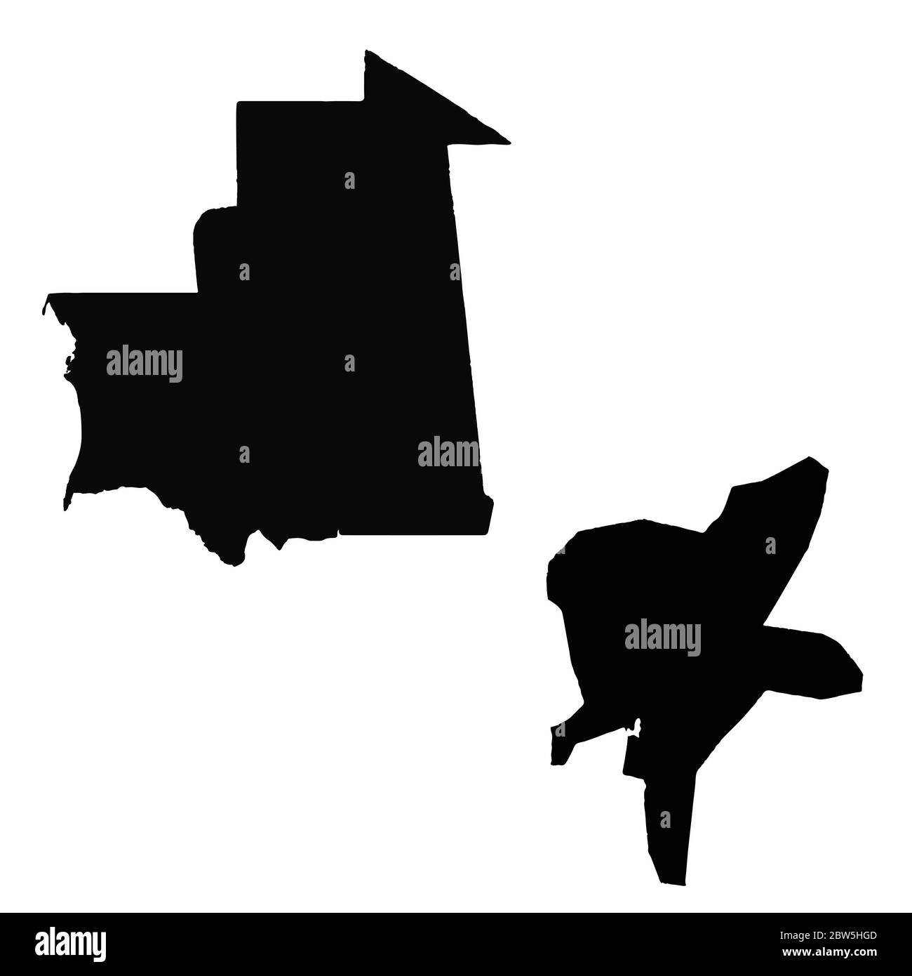 Carte vectorielle Mauritanie et Nouakchott. Pays et capitale. Illustration de vecteur isolé. Noir sur fond blanc. Illustration de l'EPS 10. Illustration de Vecteur