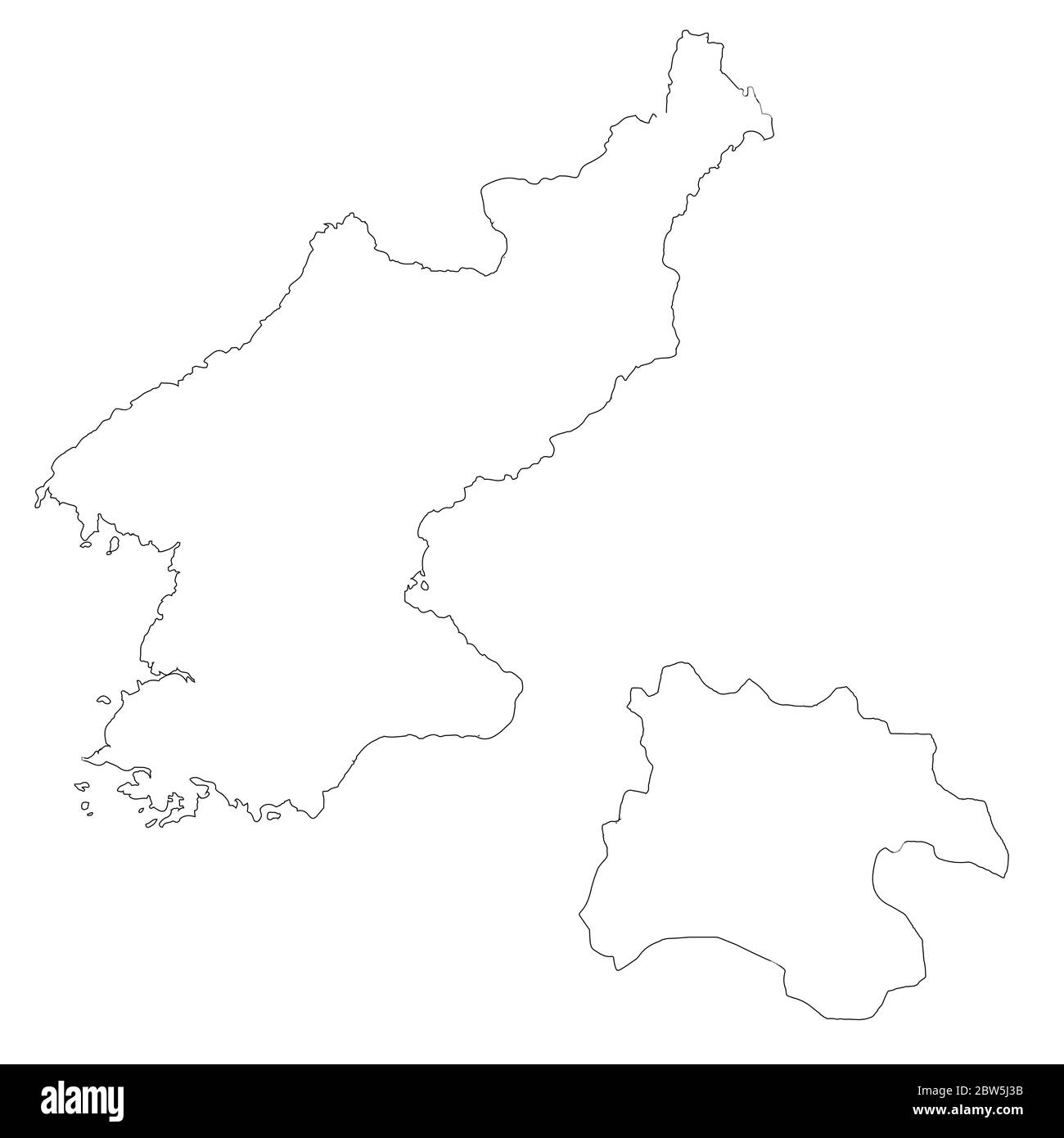 Carte vectorielle République populaire démocratique de Corée et Pyongyang. Pays et capitale. Illustration de vecteur isolé. Contour. Illustration de l'EPS 10. Illustration de Vecteur