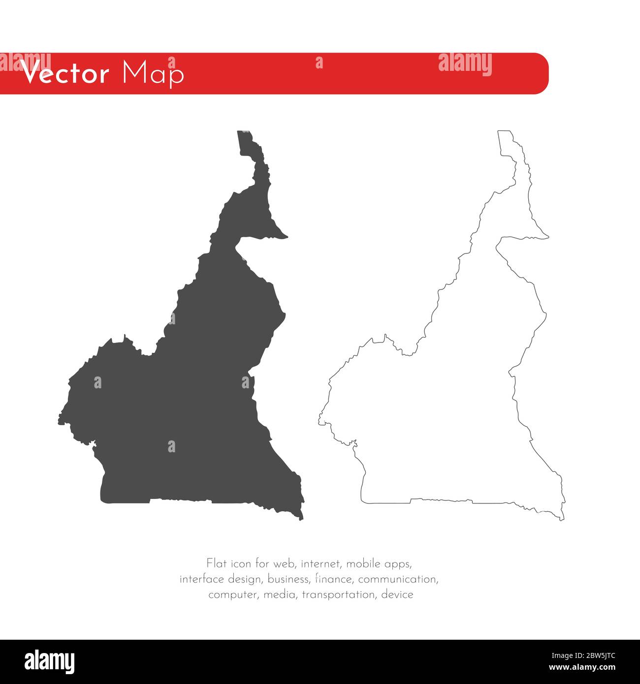Carte vectorielle Cameroun. Illustration de vecteur isolé. Noir sur fond blanc. Illustration de l'EPS 10. Illustration de Vecteur