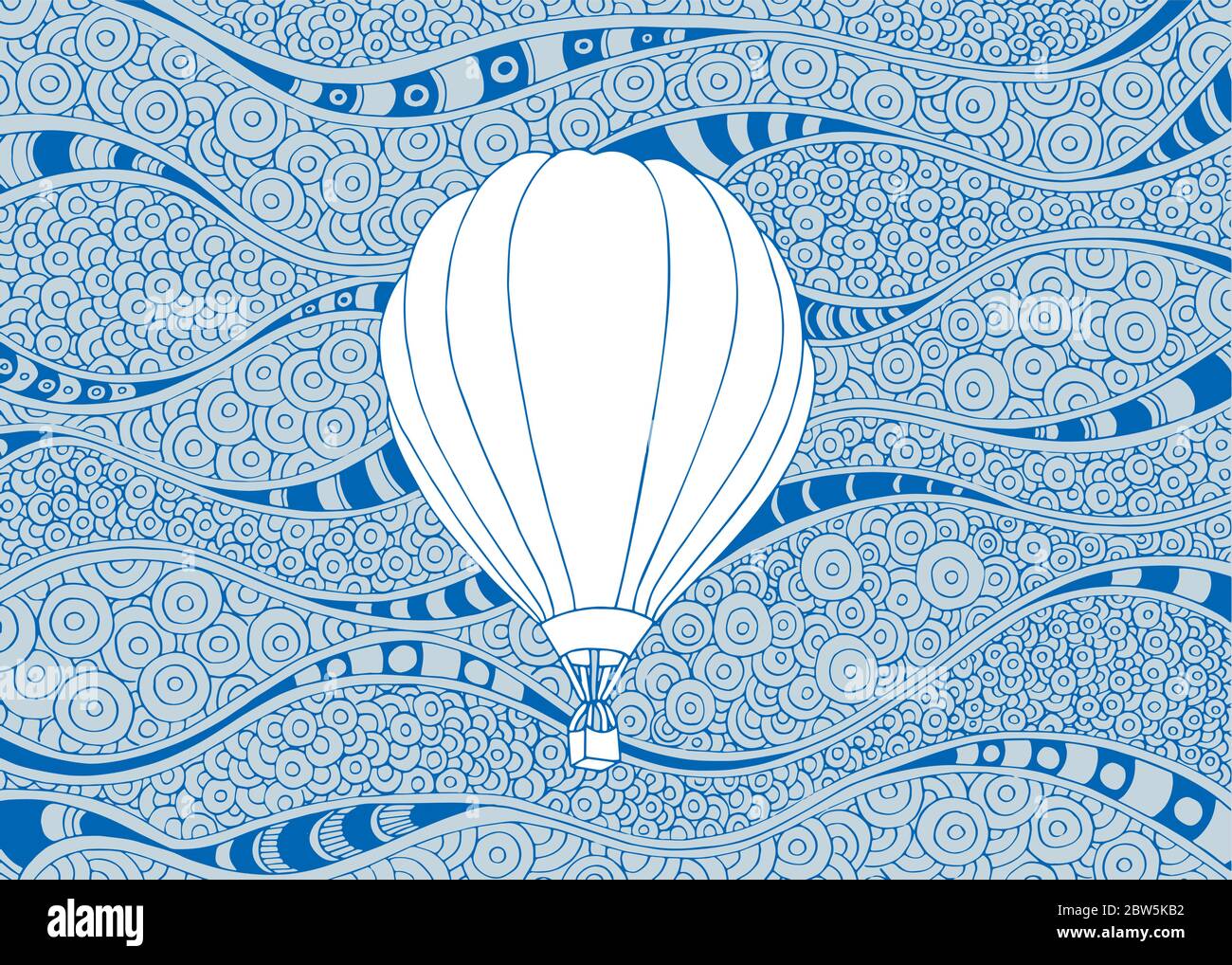 Illustration vectorielle à air chaud dessinée à la main. Dessin d'aérostat vintage sur fond de doodle. Illustration de Vecteur