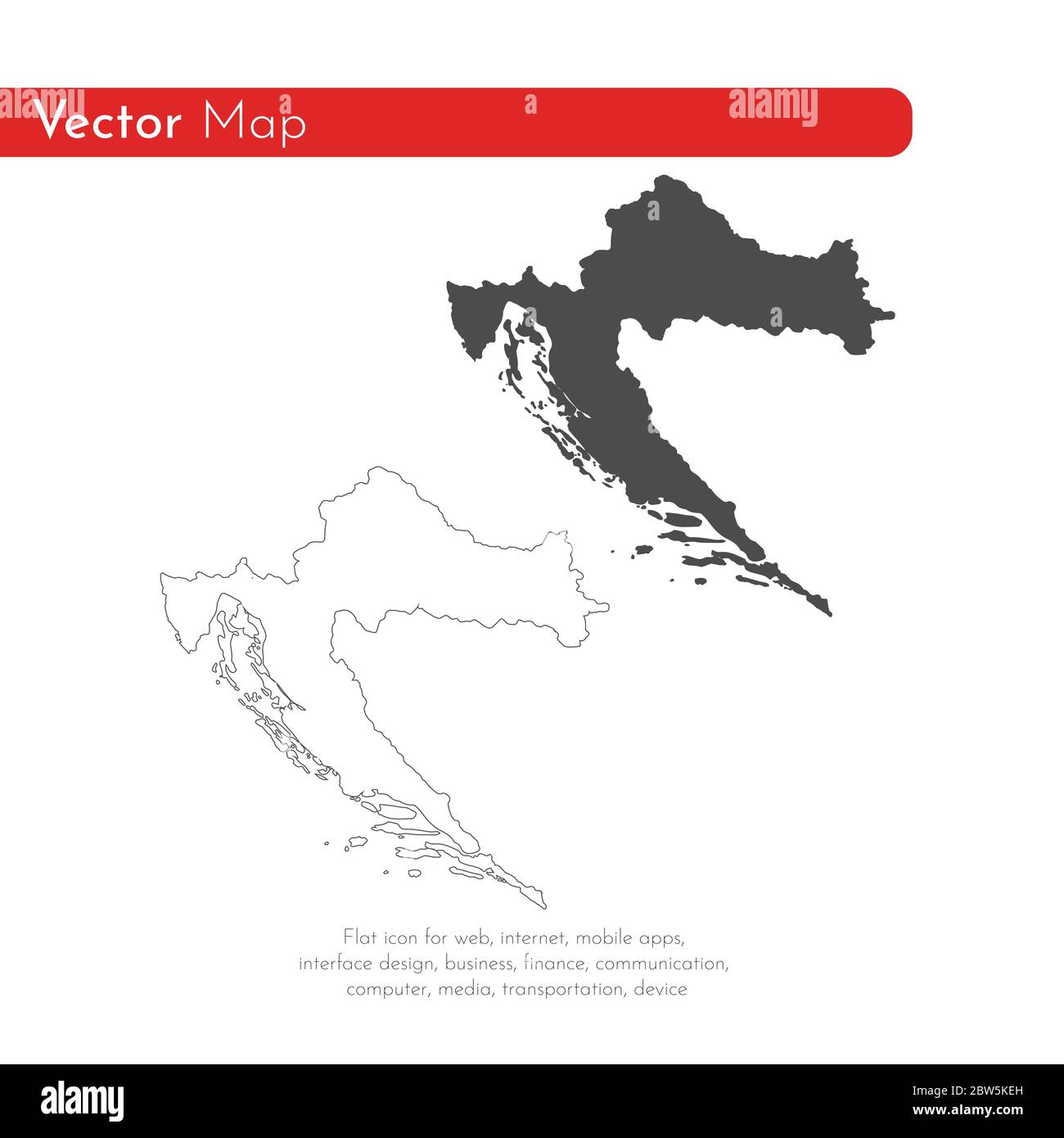 Carte vectorielle Croatie. Illustration de vecteur isolé. Noir sur fond blanc. Illustration de l'EPS 10. Illustration de Vecteur