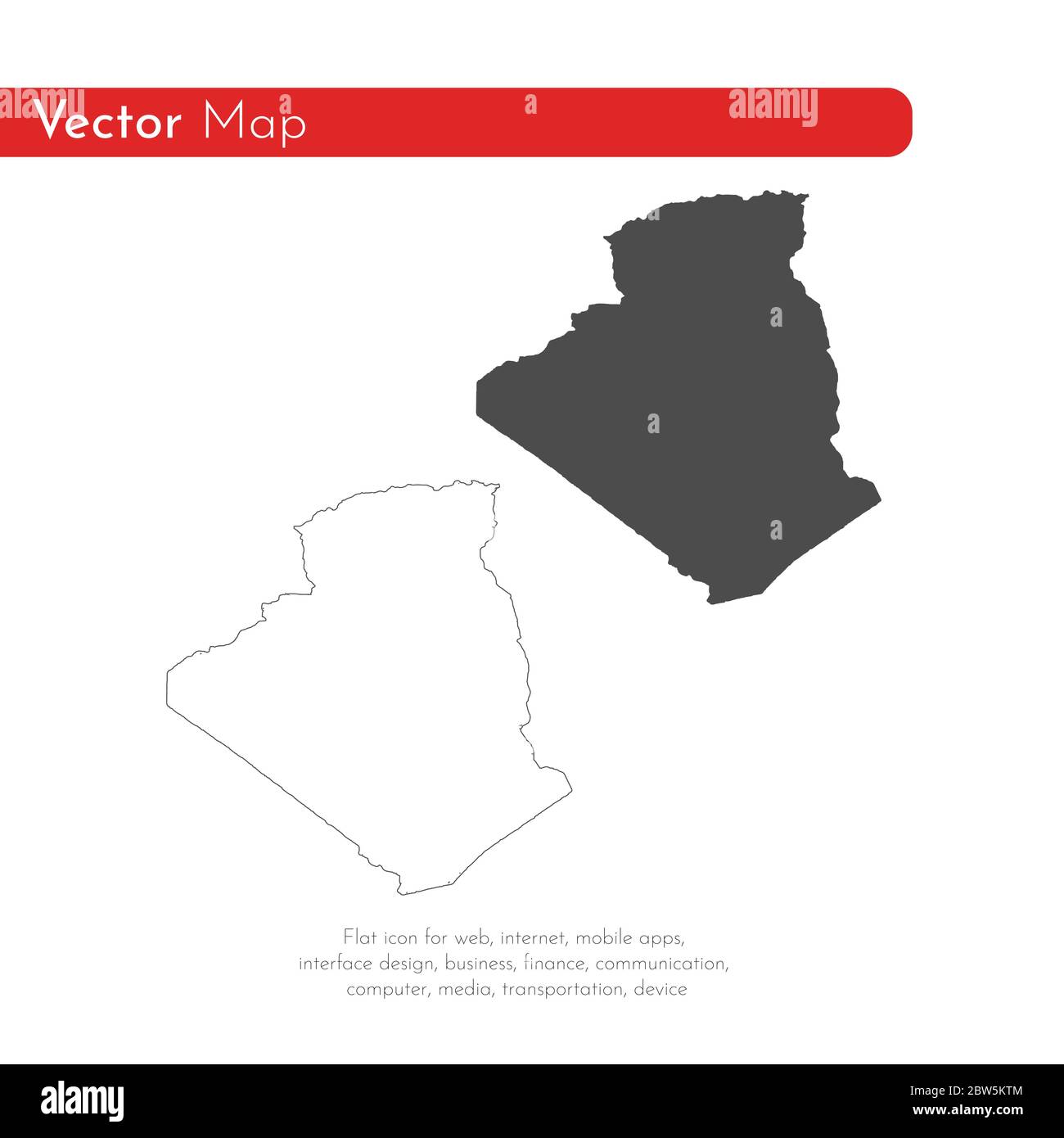 Carte vectorielle Algérie. Illustration de vecteur isolé. Noir sur fond blanc. Illustration de l'EPS 10. Illustration de Vecteur