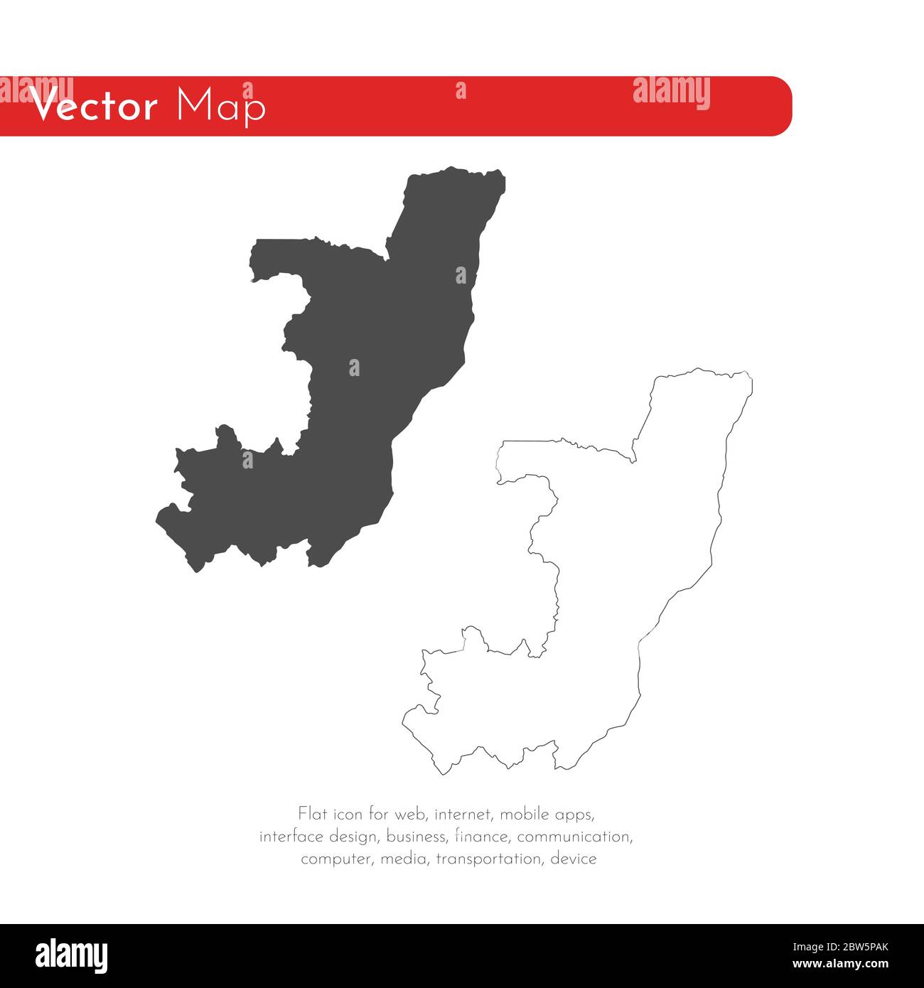 Carte vectorielle République démocratique du Congo. Illustration de vecteur isolé. Noir sur fond blanc. Illustration de l'EPS 10. Illustration de Vecteur