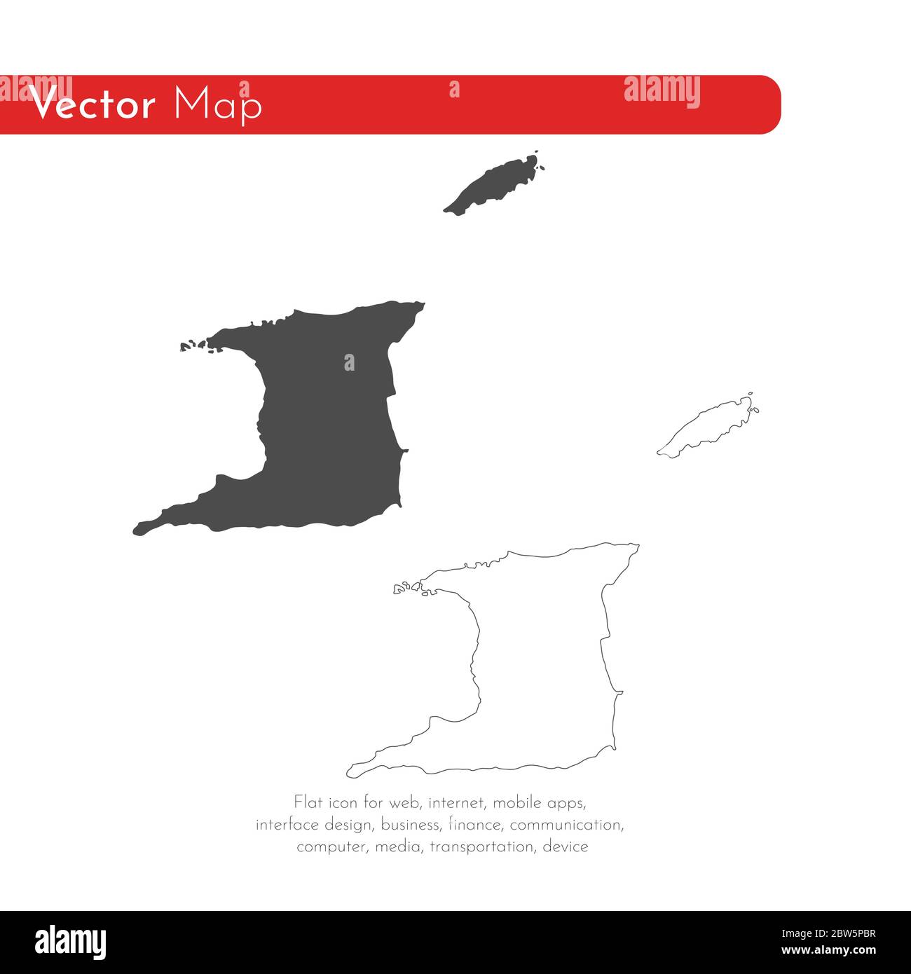 Carte vectorielle Trinité-et-Tobago. Illustration de vecteur isolé. Noir sur fond blanc. Illustration de l'EPS 10. Illustration de Vecteur