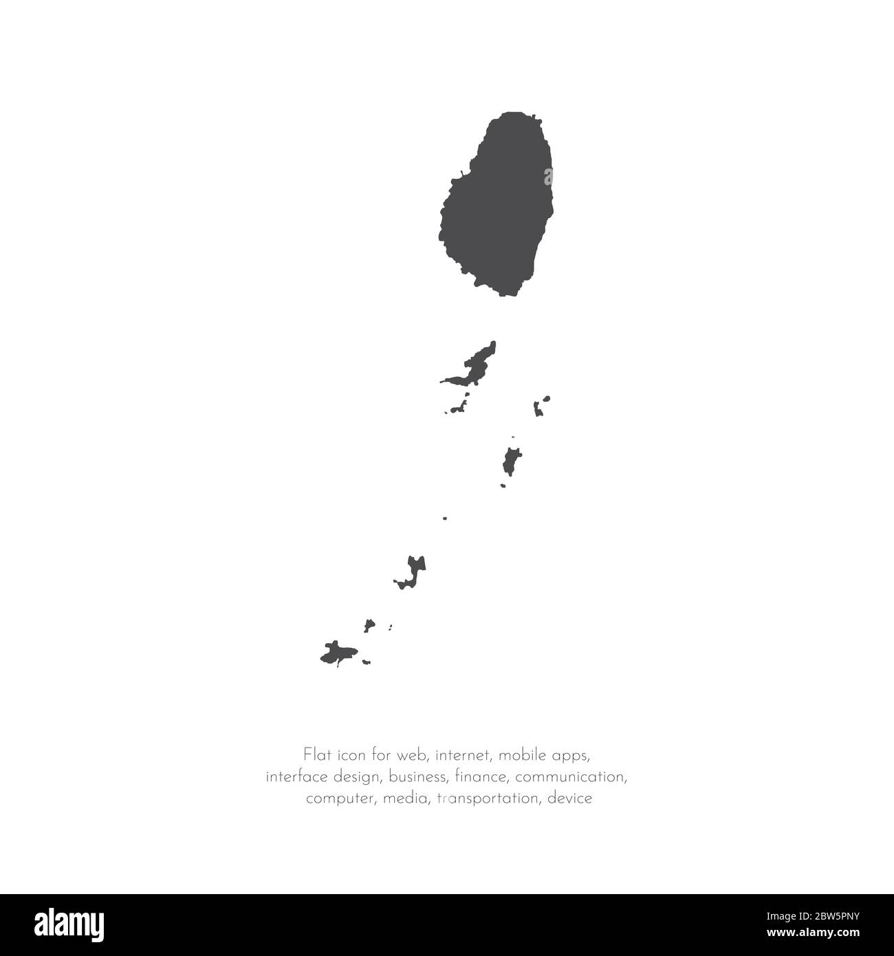 Carte vectorielle Saint-Vincent-et-les Grenadines. Illustration de vecteur isolé. Noir sur fond blanc. Illustration de l'EPS 10. Illustration de Vecteur