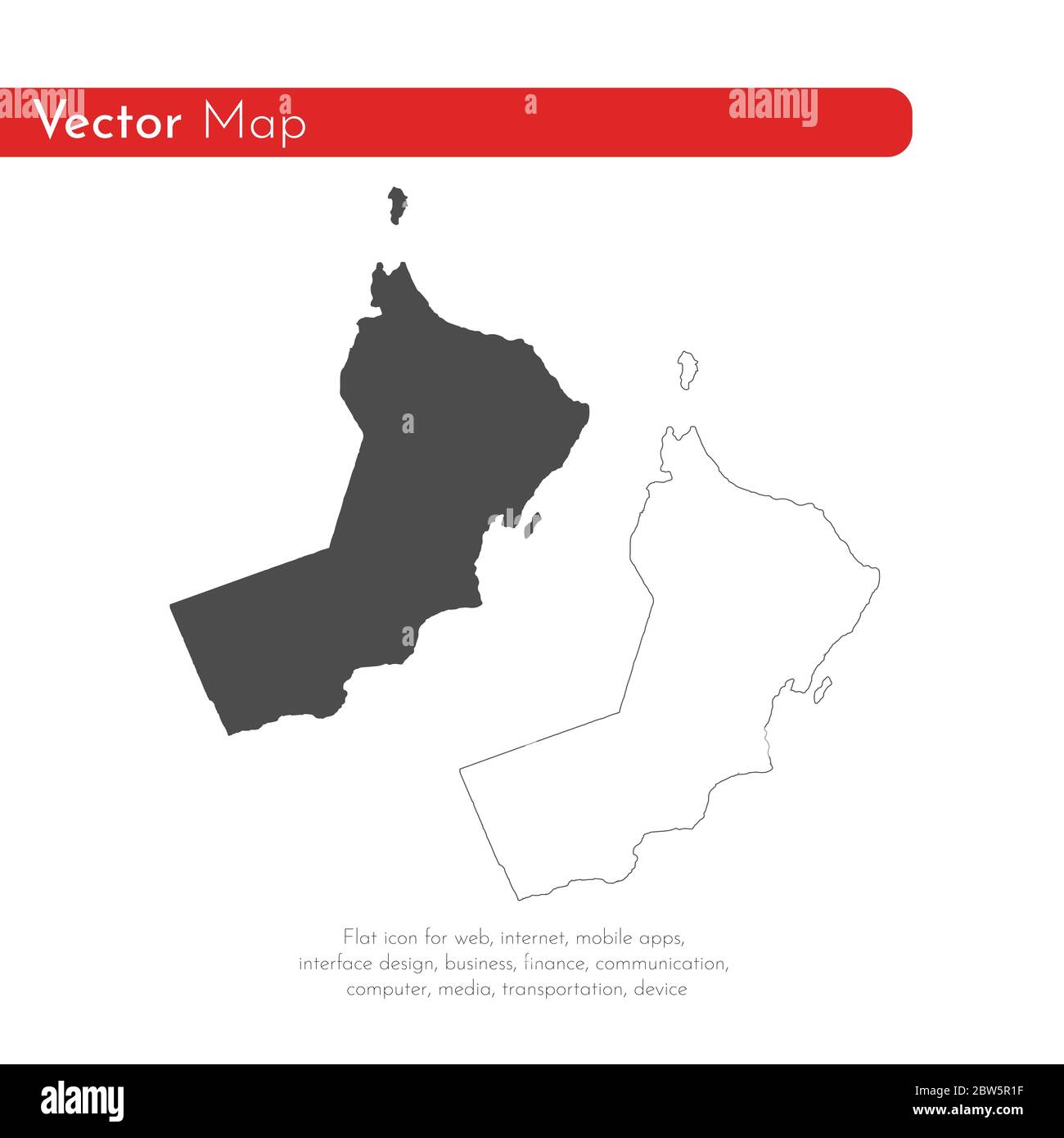 Carte vectorielle Oman. Illustration de vecteur isolé. Noir sur fond blanc. Illustration de l'EPS 10. Illustration de Vecteur