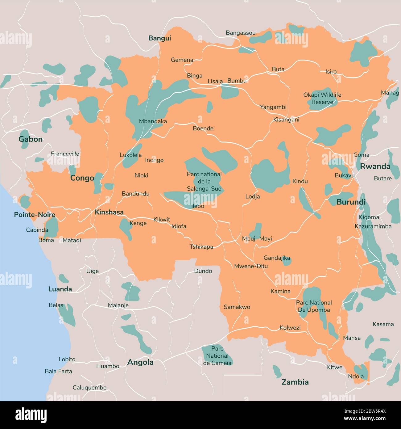 Carte vectorielle République démocratique du Congo. Illustration de vecteur isolé. SPE 10. Illustration de Vecteur
