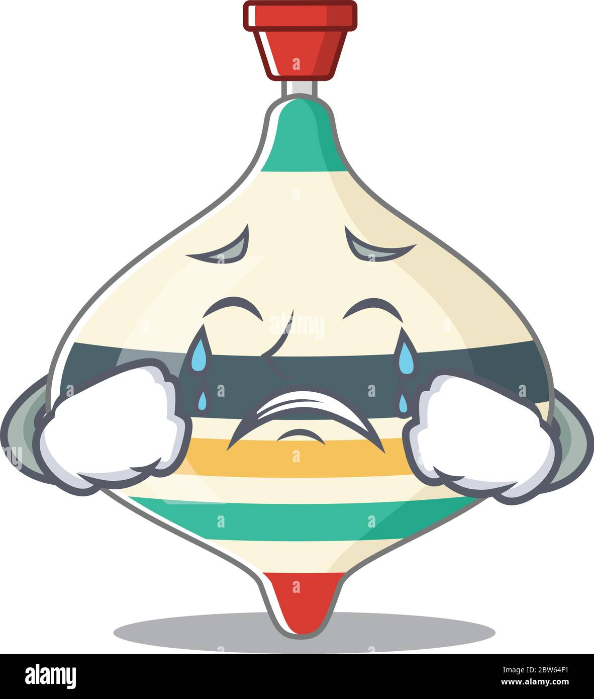 Design caricature du jouet de haut ayant un visage triste Illustration de Vecteur