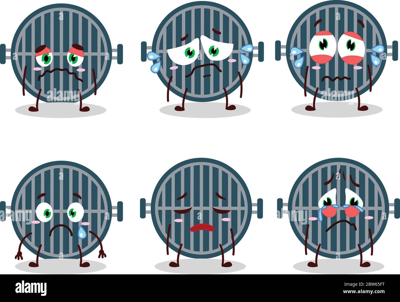 Dessin animé de grill avec une expression triste Illustration de Vecteur