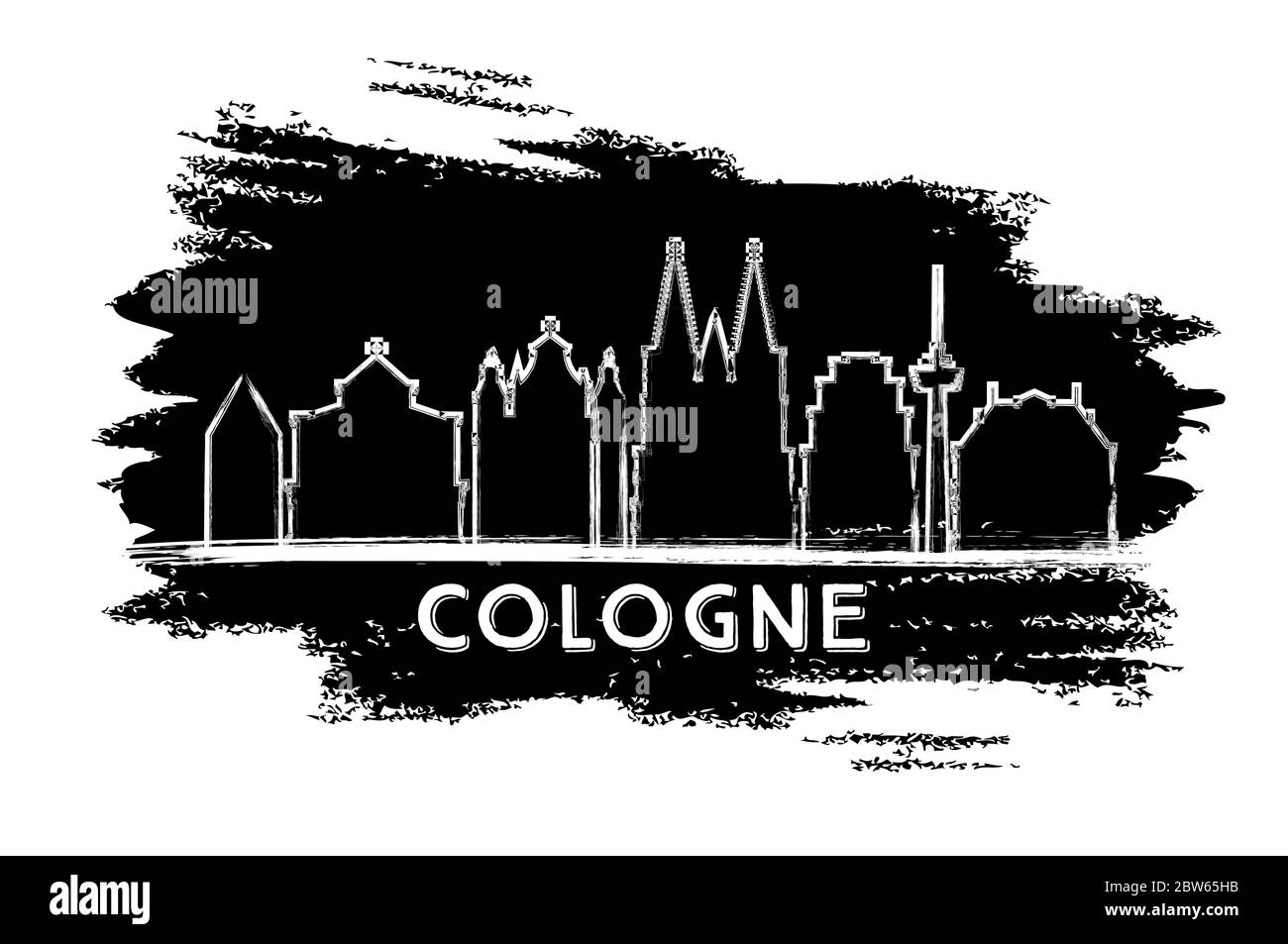 Silhouette de Cologne Allemagne. Esquisse dessinée à la main. Concept de voyage d'affaires et de tourisme avec architecture historique. Illustration vectorielle. Illustration de Vecteur
