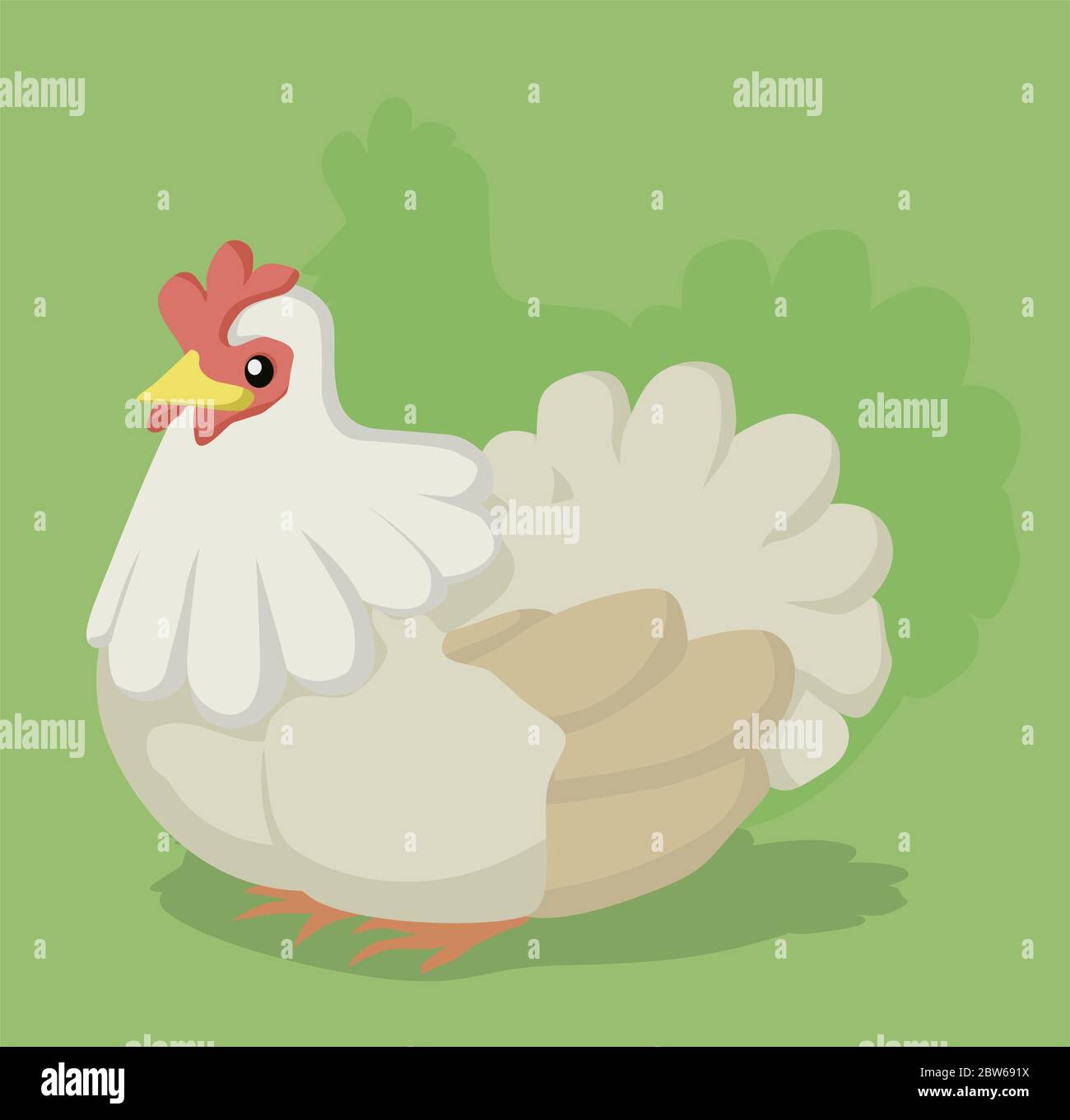 Poulet Volaille Assis Dessin Anime Vectoriel Couleur Illustration Horizontale Image Vectorielle Stock Alamy