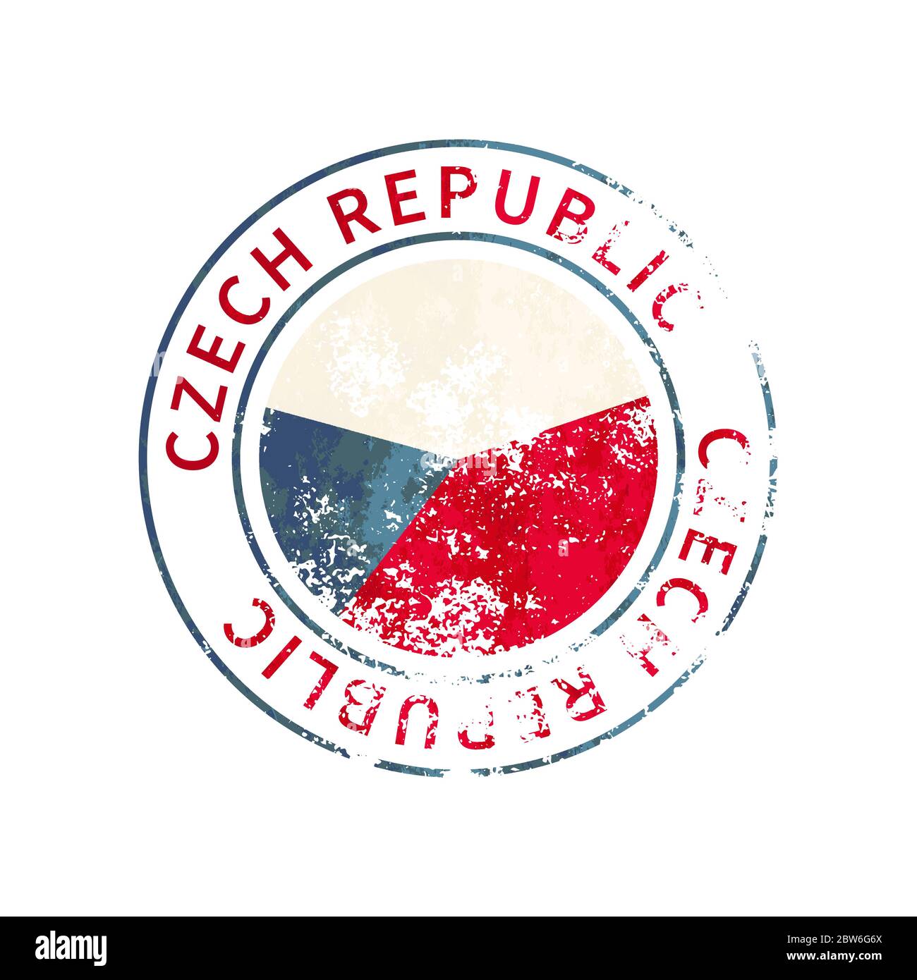 Signe de la République tchèque, impression grunge vintage avec drapeau sur blanc Illustration de Vecteur