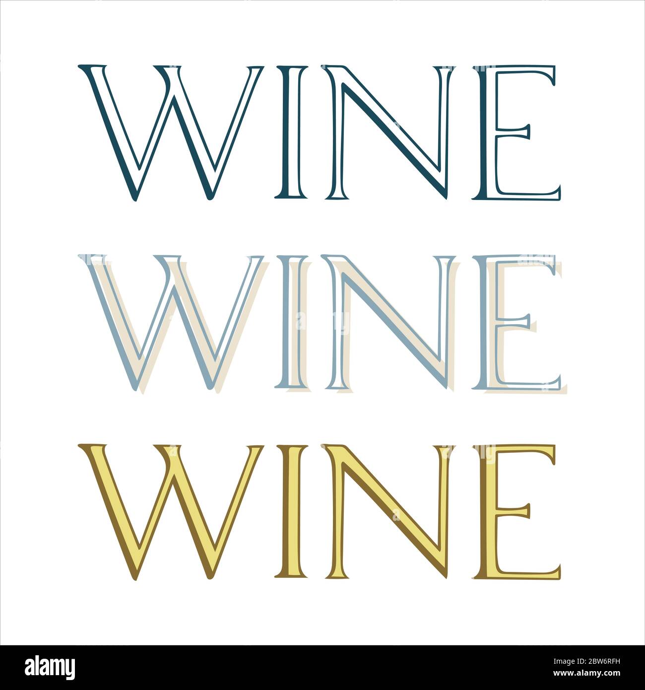 Vin. Texte à la main vin écrit en majuscules. Dessin de vin de lettre dans différents styles. Ensemble d'éléments vectoriels dessinés à la main sur le thème du vin. Illustration de Vecteur