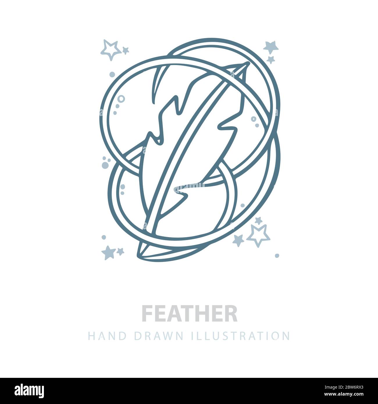 Plume. Graphique vectoriel de la pointe dessiné à la main. Illustration majestueuse de plumes. Concept des auteurs créatifs. Illustration de Vecteur