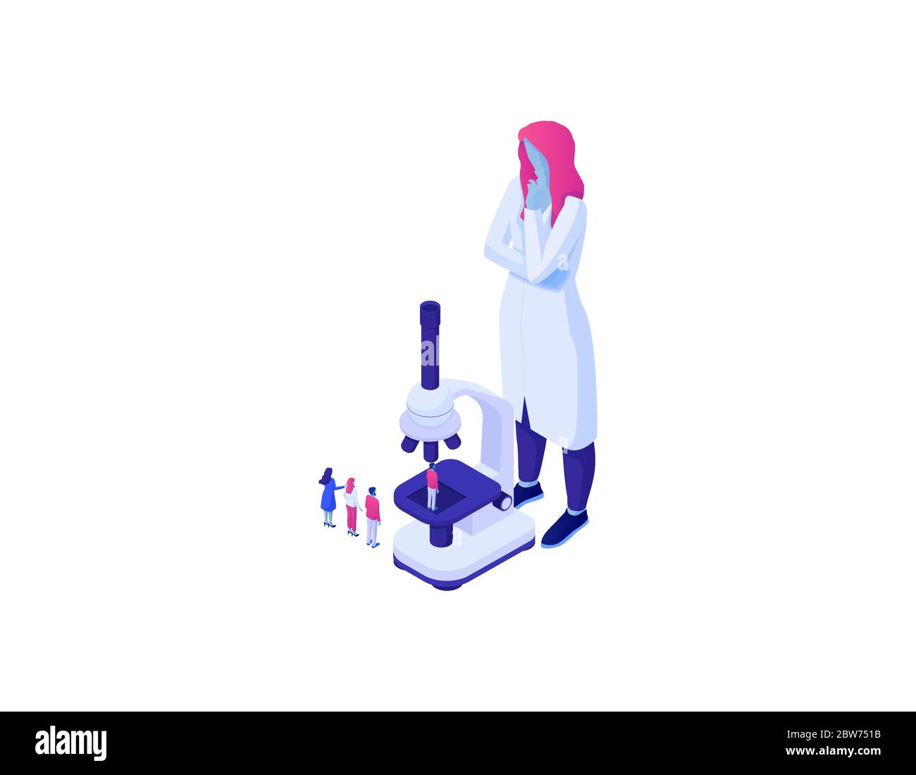 Analyse génétique biotechnologique populations données isométriques. Collection étude génétique infographics personnes. Illustration de Vecteur