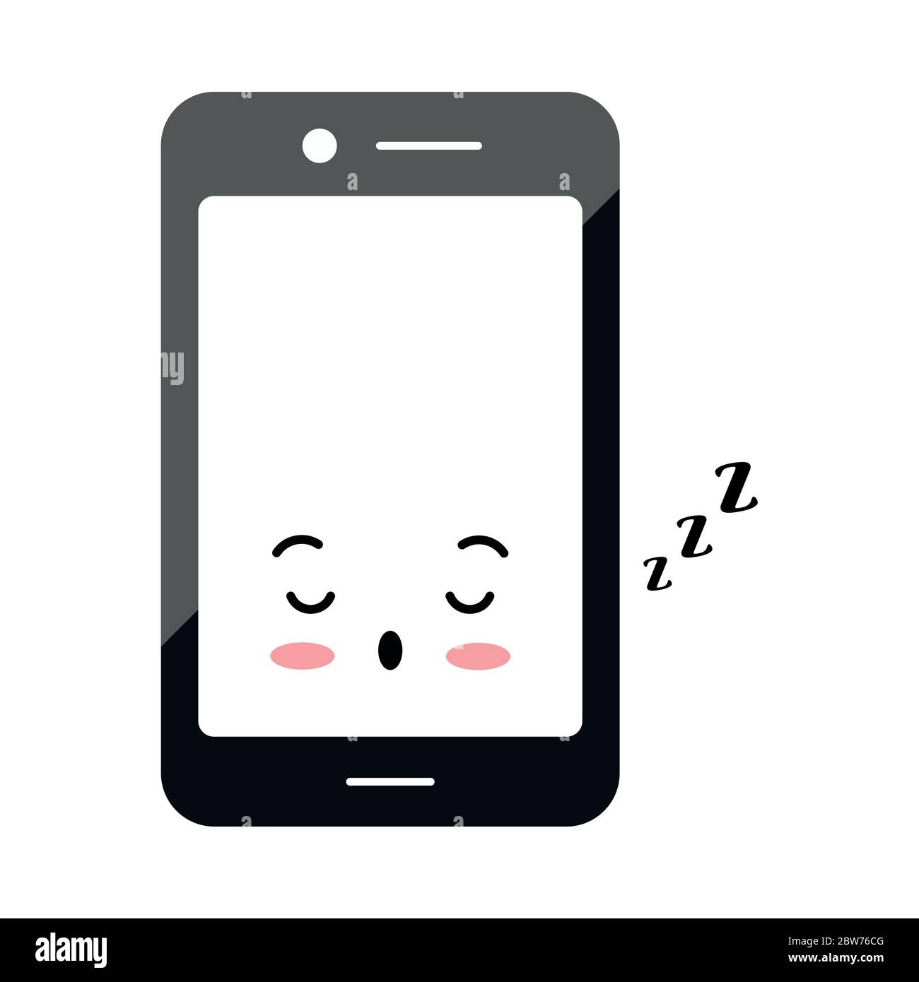 Icône emoji du téléphone portable en mode veille isolée sur fond blanc. Illustration de Vecteur