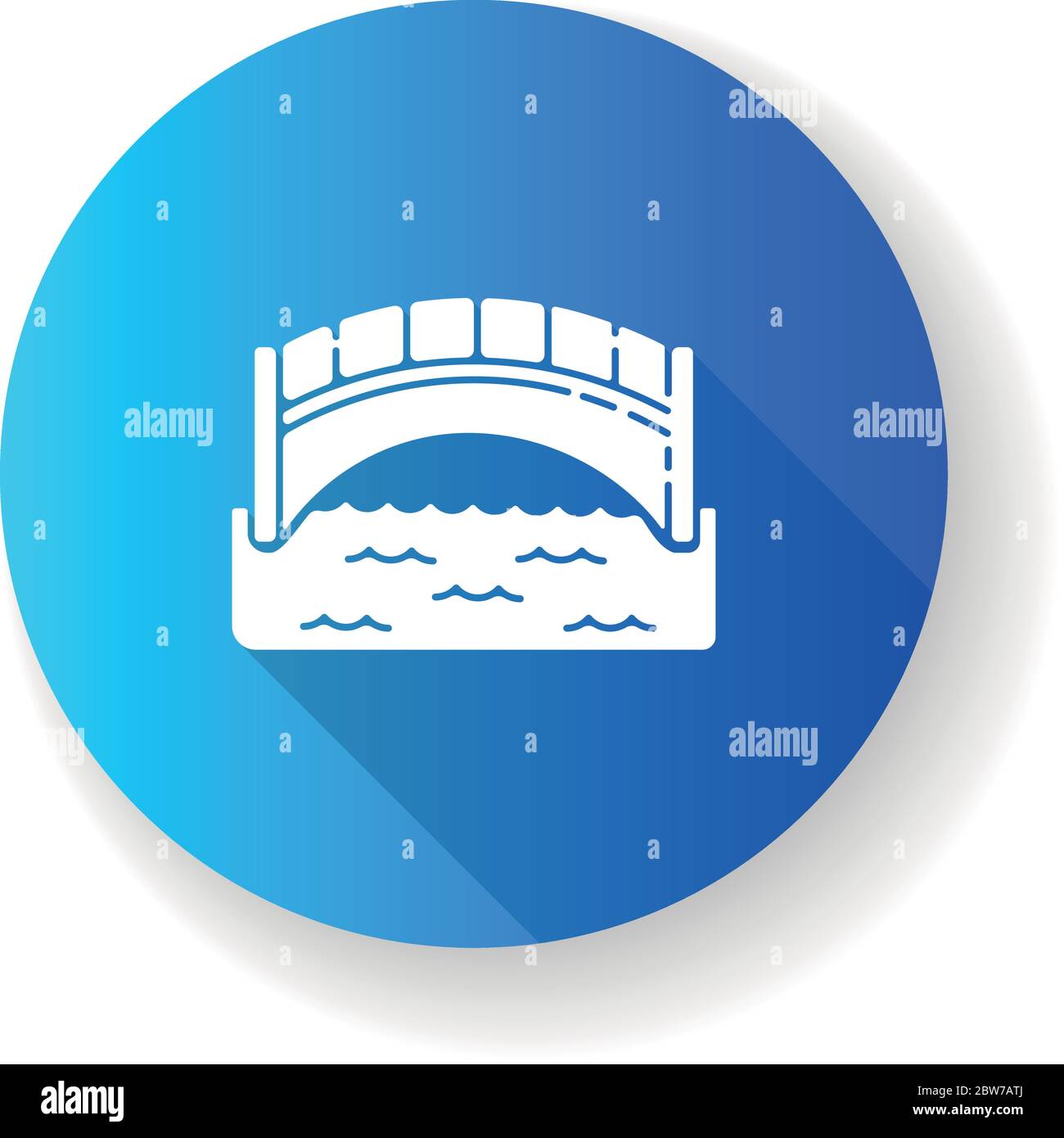 Bleu pont conception plate longue ombre glyphe icône Illustration de Vecteur