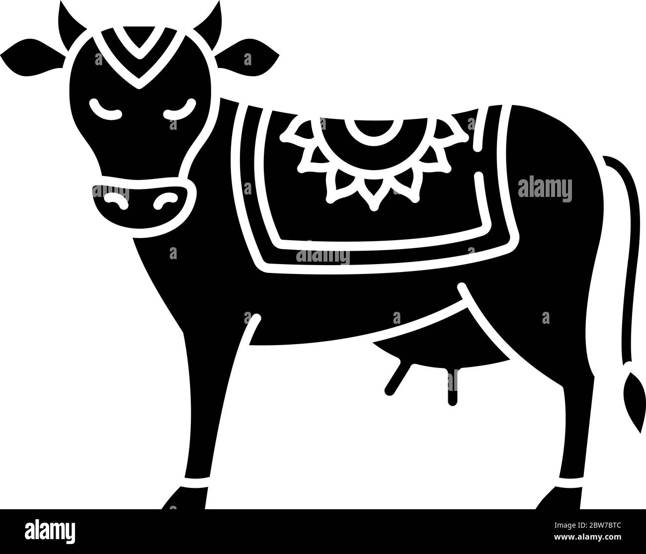Icône de glyphe noir de la vache Sainte Illustration de Vecteur