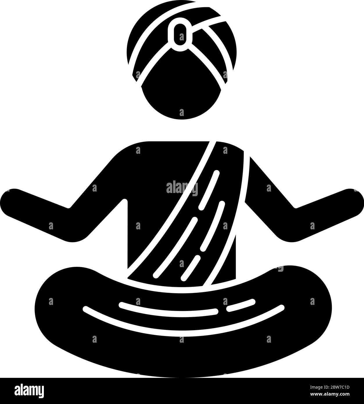 Icône de glyphe noir de Yogi in turban Illustration de Vecteur