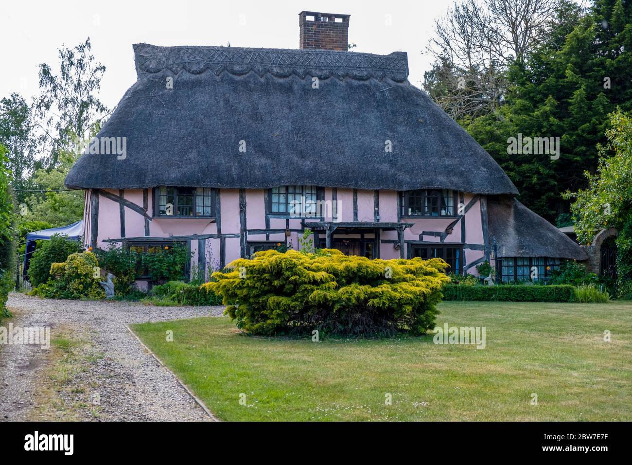 Chalet historique avec toit de chaume, Copford, Essex, Royaume-Uni Banque D'Images