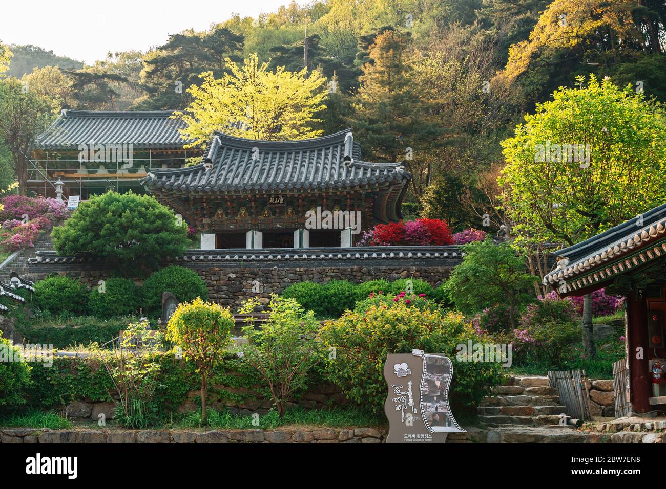 Anseong, Corée - 1er mai 2020 : temple de Seoknamsa au printemps Banque D'Images