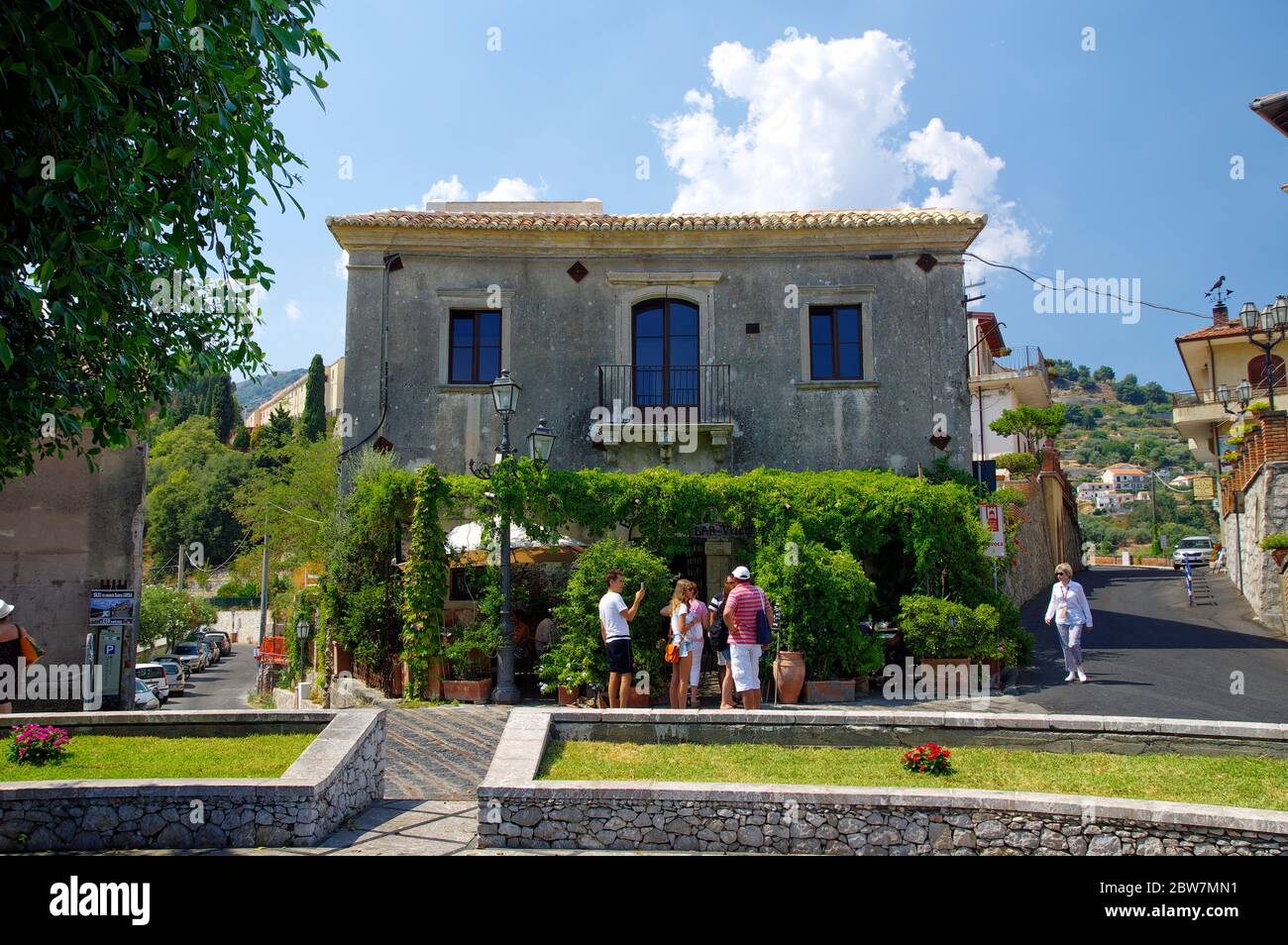 SAVICA, ITALIE - 19 août 2017: Bar Vitelli à Savica était le plan pour les scènes dans Corleone de Francis Ford Coppola's le parrain. La barre est sti Banque D'Images