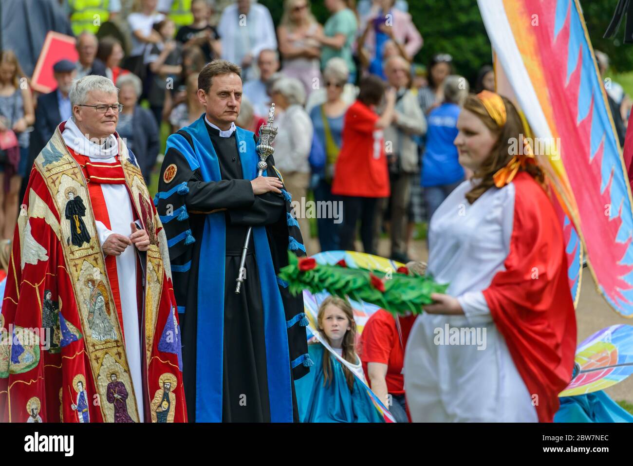 Le très révérend Dr Jeffrey John, doyen de St Albans, au pèlerinage d'Alban en 2019, un festival annuel qui a lieu pour célébrer Alban, le premier Saint de Grande-Bretagne. Banque D'Images