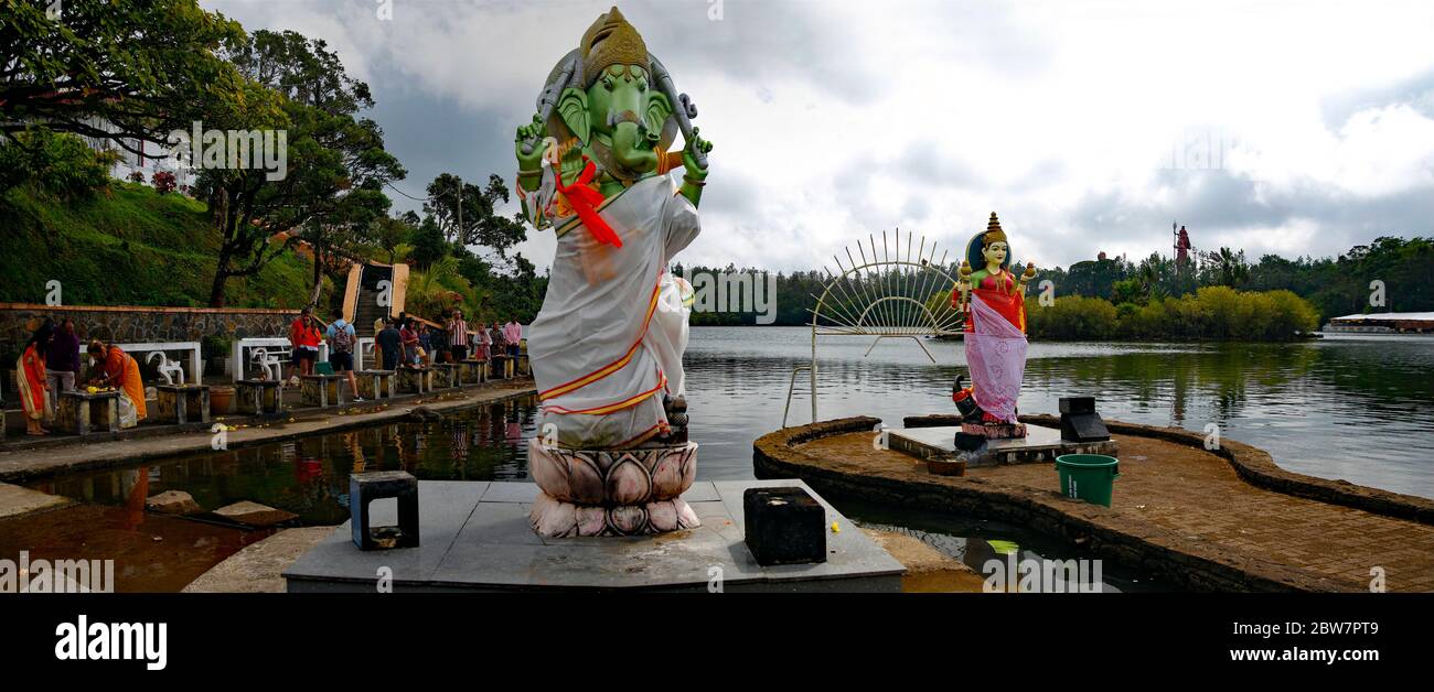 MAURICE - 18 AOÛT 2018 : statue de Ganesha à Grand bassin - temples hindous de Maurice. Le Grand bassin est un lac sacré de cratère est l'un des plus impo Banque D'Images
