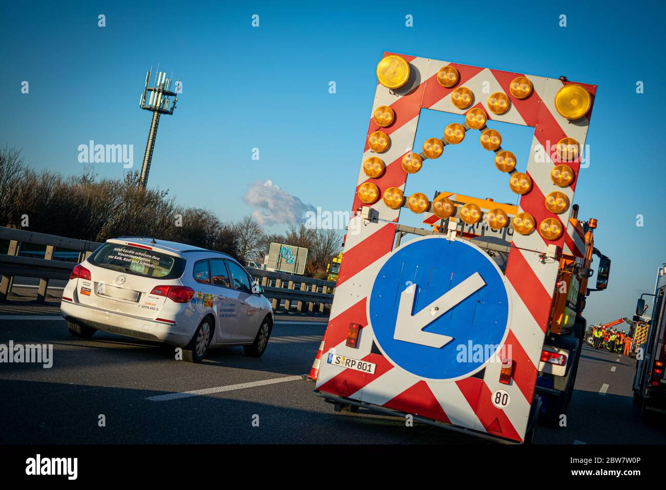 Baustelle / Unfall auf Autobahn A81 - Symbolbild Banque D'Images