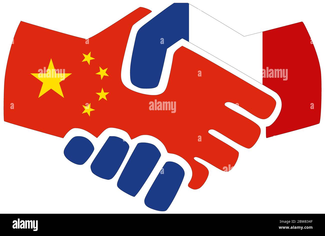 Chine - France / poignée de main, symbole d'accord ou d'amitié Banque D'Images