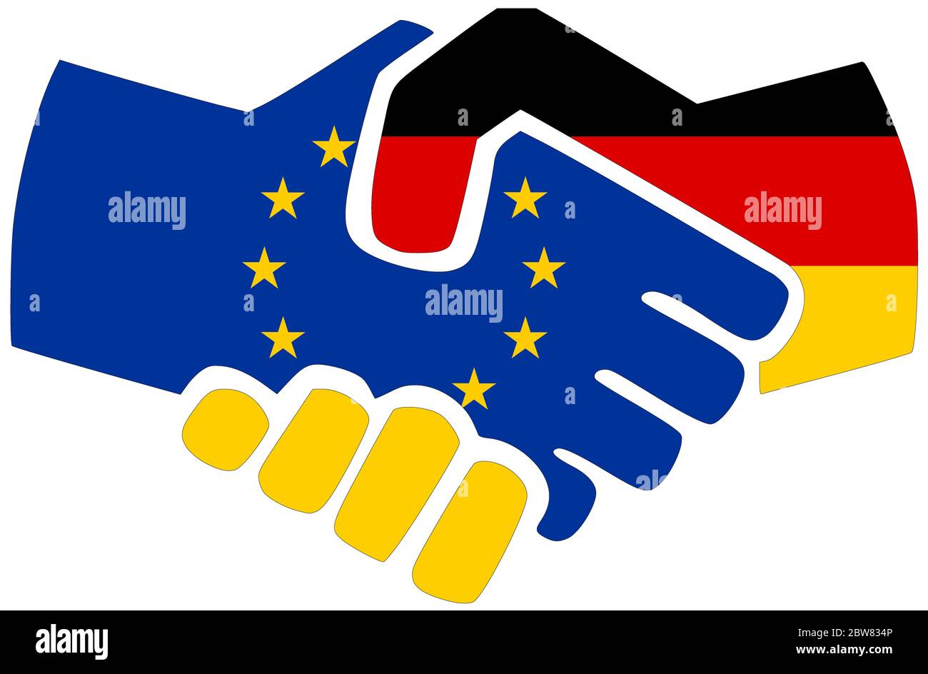 UE - Allemagne / poignée de main, symbole d'accord ou d'amitié Banque D'Images
