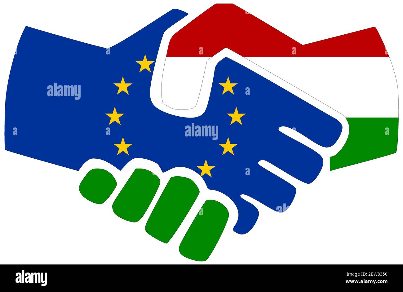 UE - Hongrie / poignée de main, symbole d'accord ou d'amitié Banque D'Images