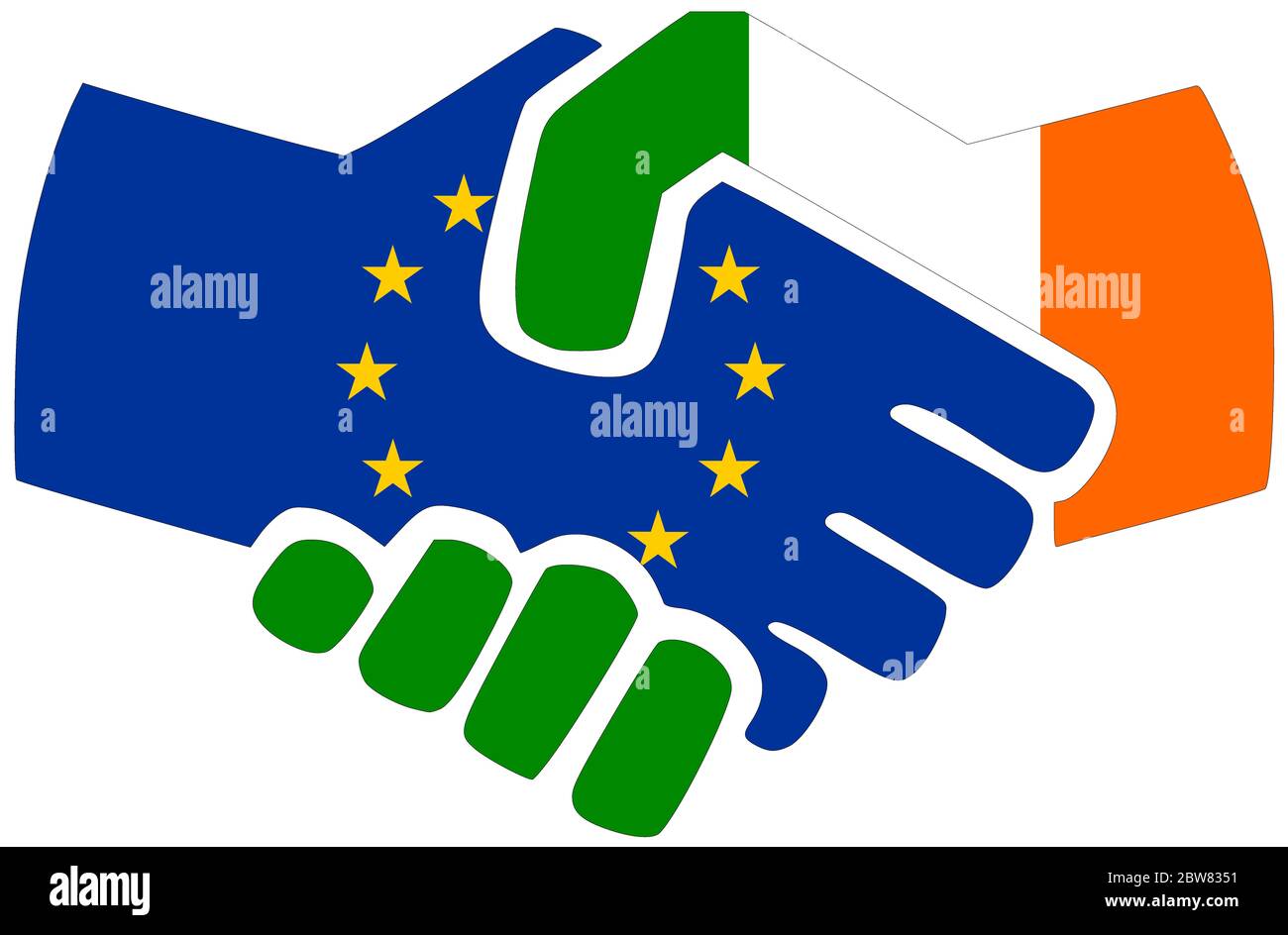 UE - Irlande / poignée de main, symbole d'accord ou d'amitié Banque D'Images