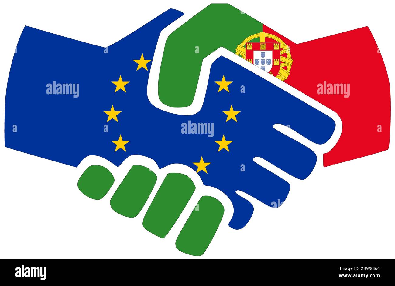 UE - Portugal / poignée de main, symbole d'accord ou d'amitié Banque D'Images
