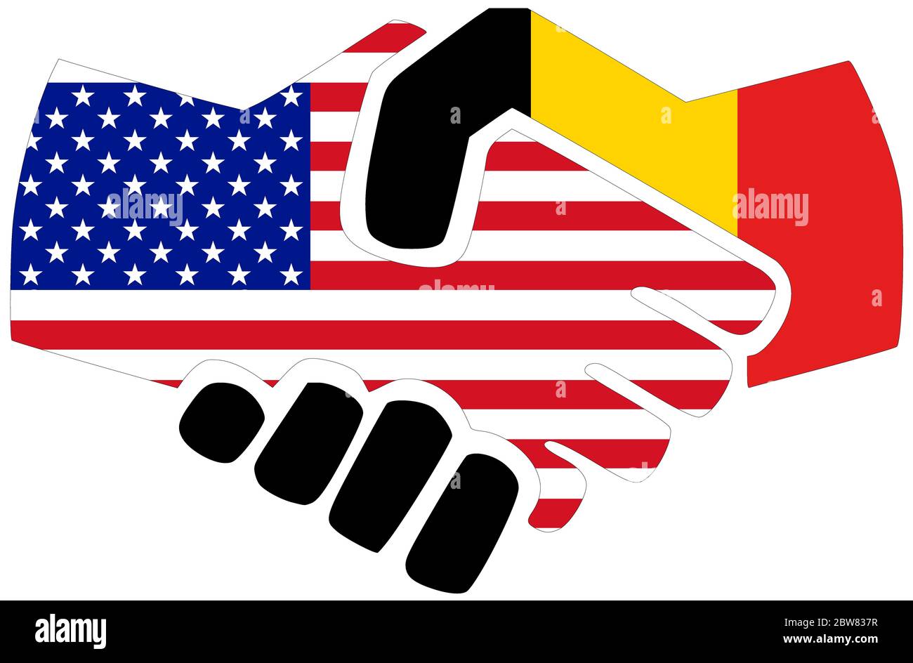USA - Belgique / Handshake, symbole d'accord ou d'amitié Banque D'Images