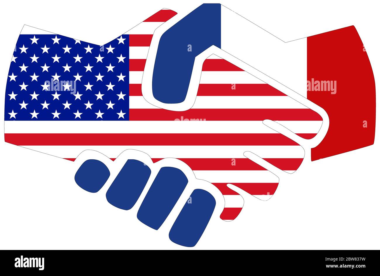 USA - France / poignée de main, symbole d'accord ou d'amitié Banque D'Images