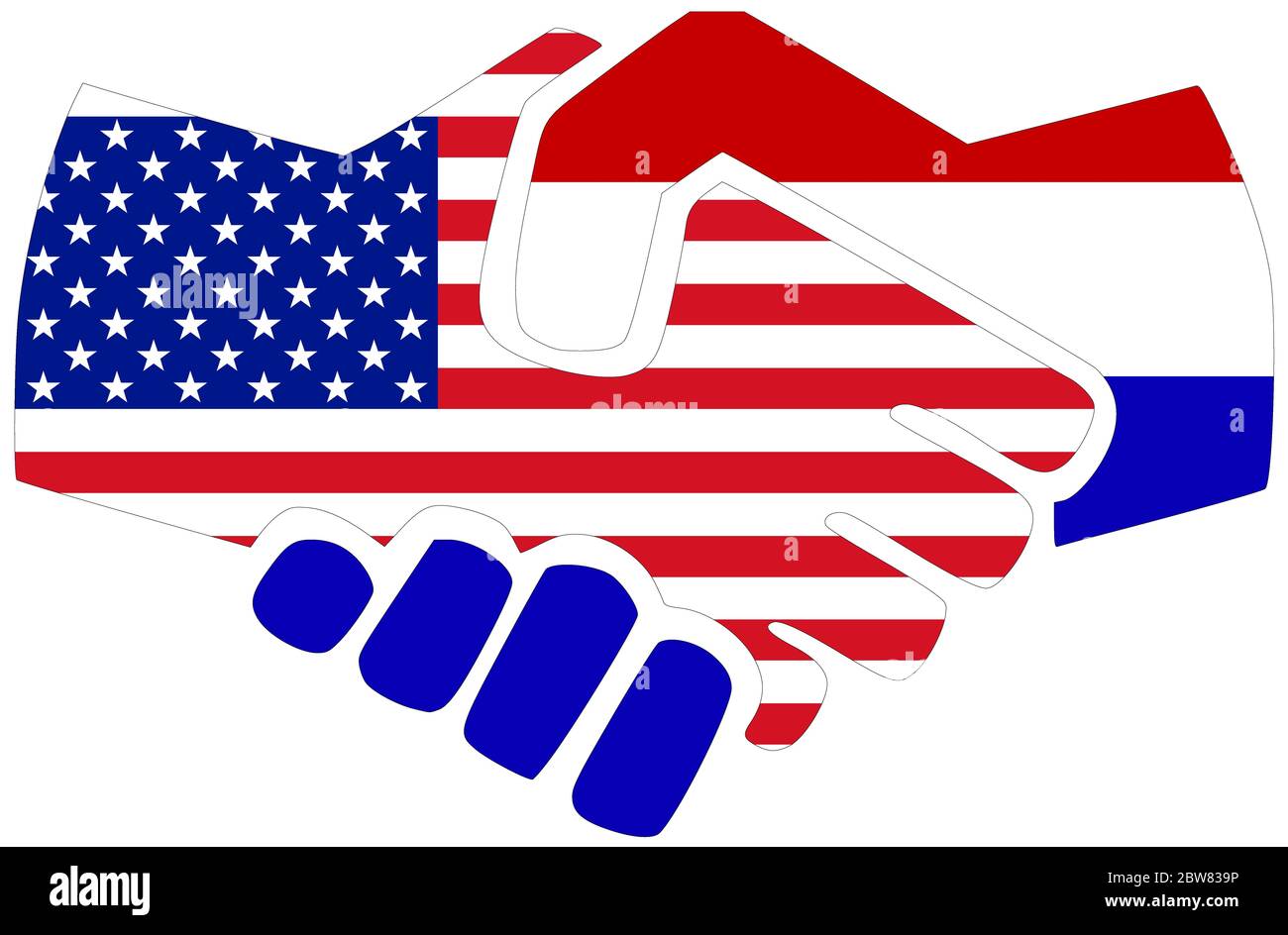 USA - pays-Bas / Handshake, symbole d'accord ou d'amitié Banque D'Images