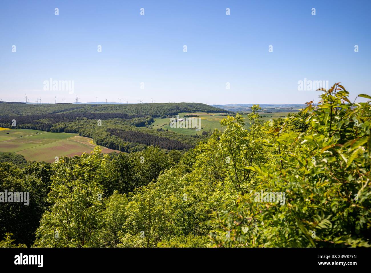 Vue panoramique depuis le Lemberg au paysage à proximité de la rivière Nahe, Rhénanie-Palatinat, Allemagne Banque D'Images