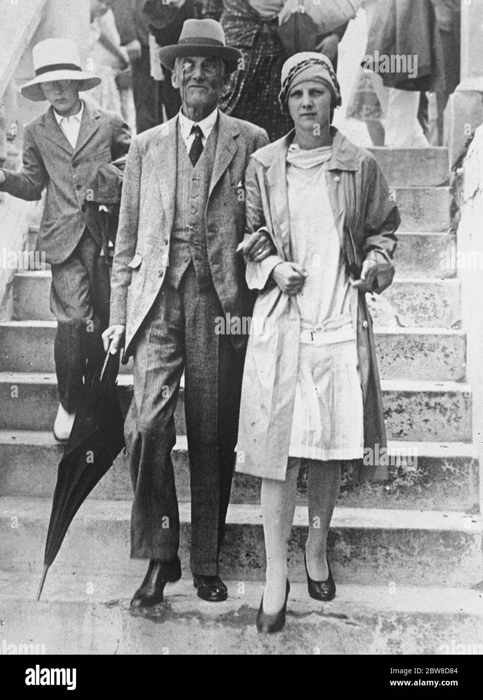 Sir Austen Chamberlain avec sa fille aux Bermudes . 27 septembre 1928 Banque D'Images