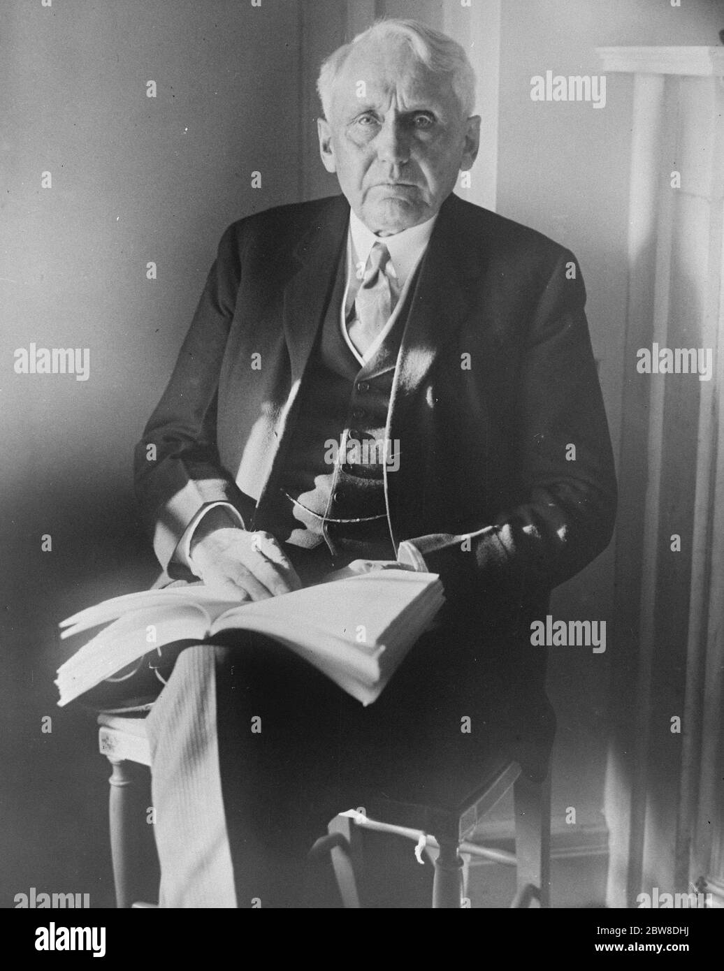 M. Frank B Kellogg , Secrétaire d'État américain . 19 août 1928 Banque D'Images