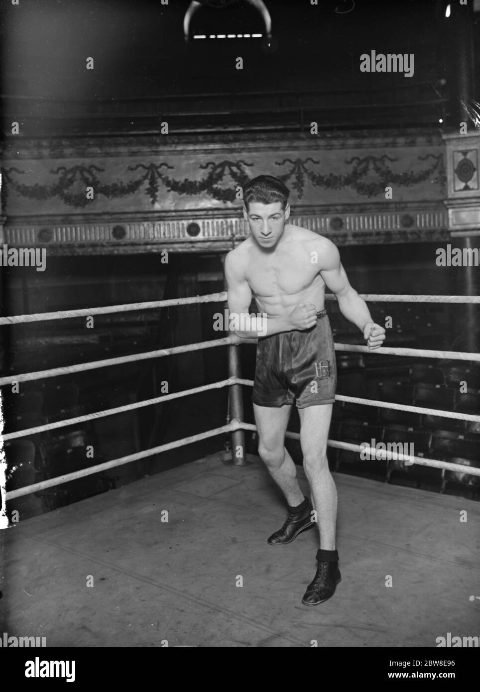 Match de boxe du jeudi . Len Harvey . 20 février 1929 Banque D'Images