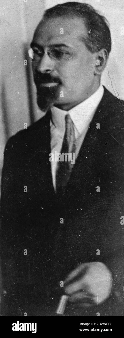 M Leon Karachin, chef de la délégation soviétique en Angleterre . 21 septembre 1929 Banque D'Images
