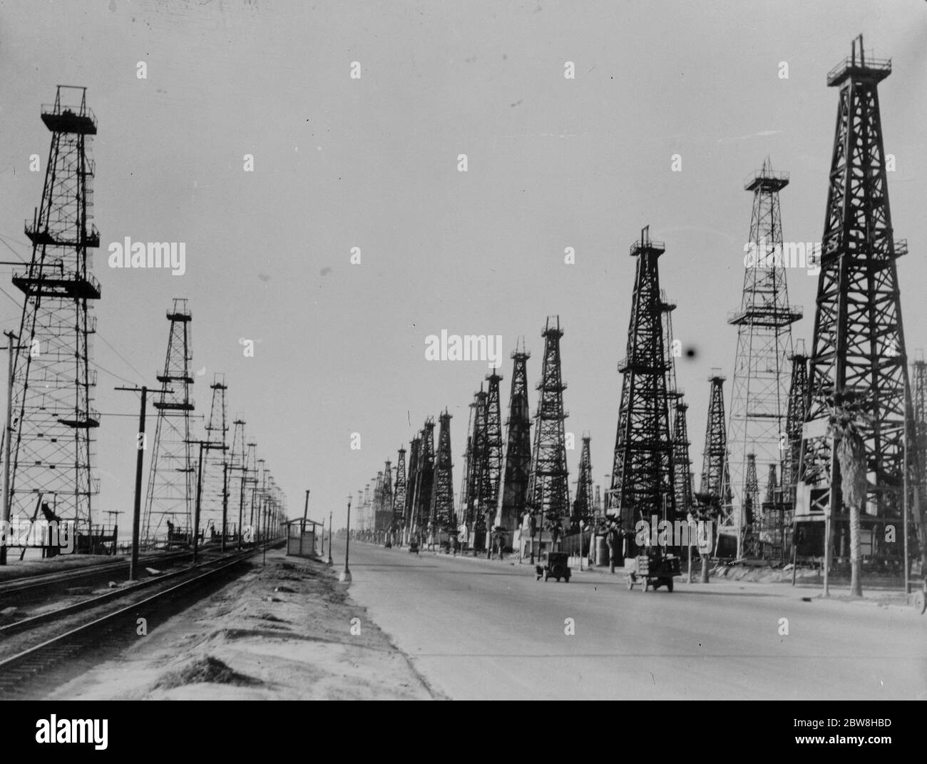 Oil Derricks , Huntington Beach , Californie . 1933 Banque D'Images