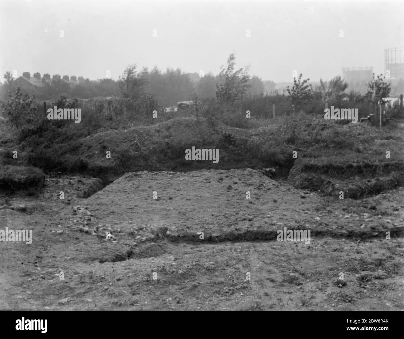Le site où l'excavation est en cours pour creuser une villa romaine dans la vallée de Cray , Kent . 1936 Banque D'Images