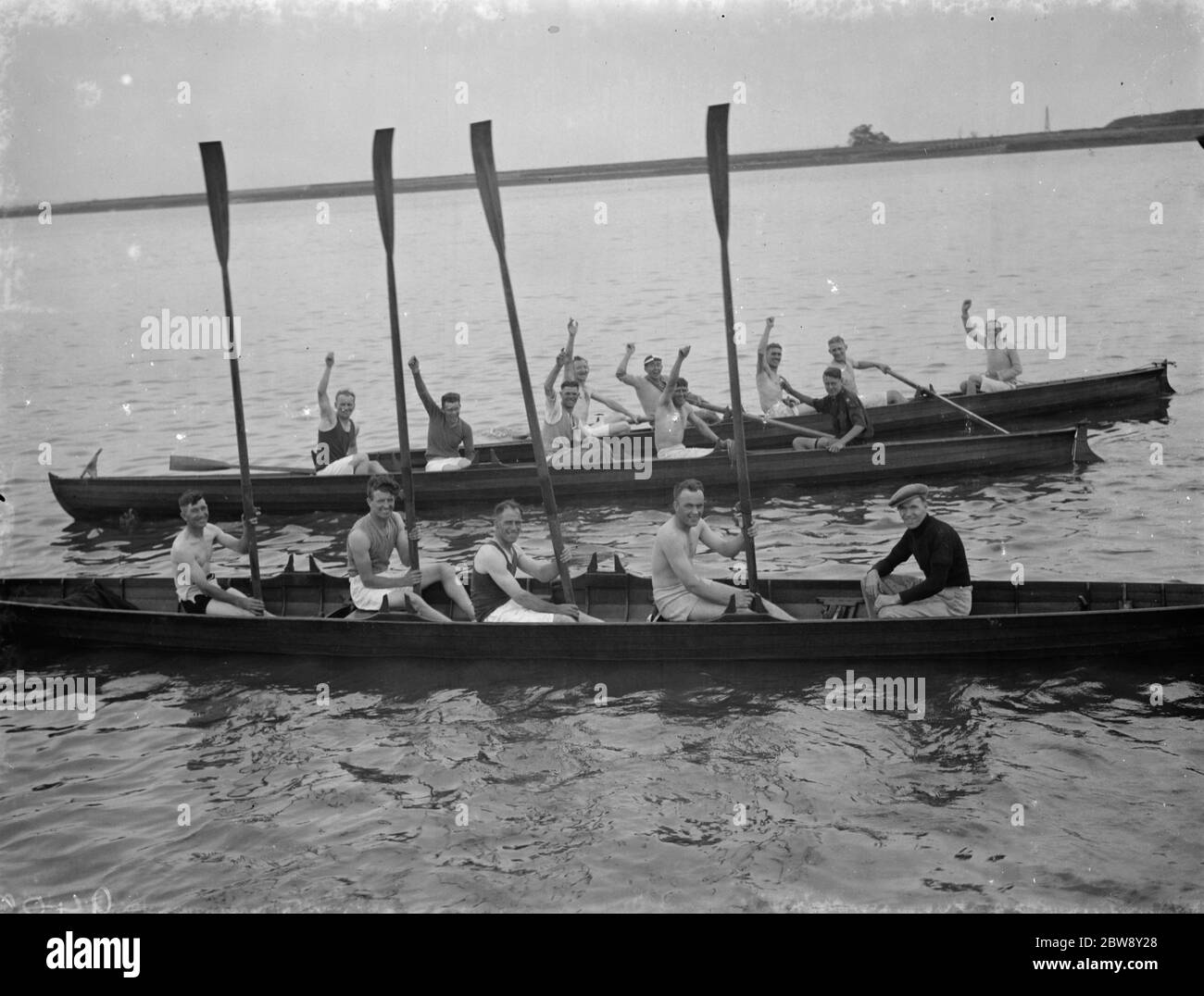 Les travailleurs du conseil de l'Erith tiennent leur course à bateaux . 1938 Banque D'Images